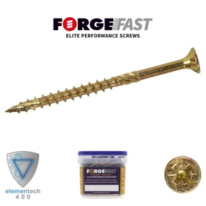 ForgeFast FFP580YT Pozi Zinc Comp Elite Woodscrews 5mm x 80mm, Tub of 400